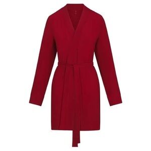 SKIMS Soft Lounge Ribbed Short Robe in Brick Red